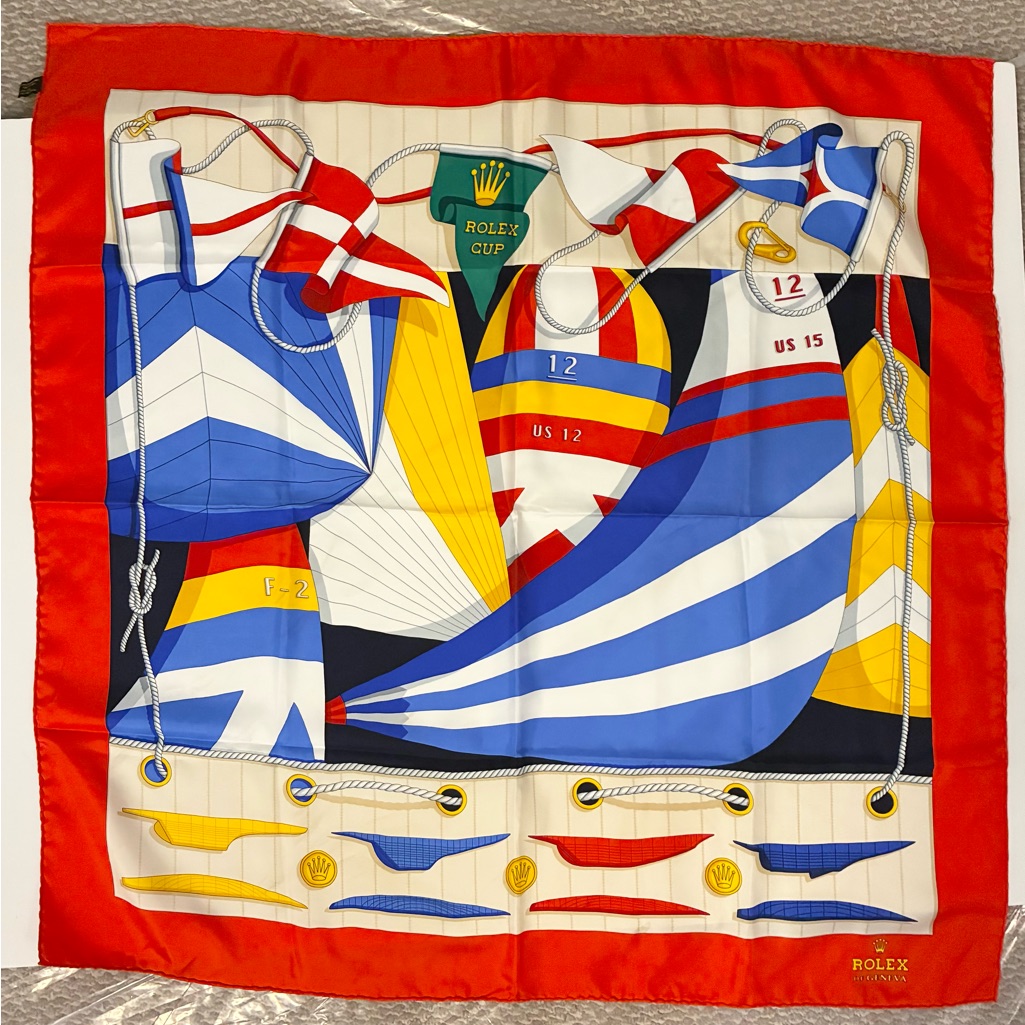 rolex blue and yellow nautical silk scarf